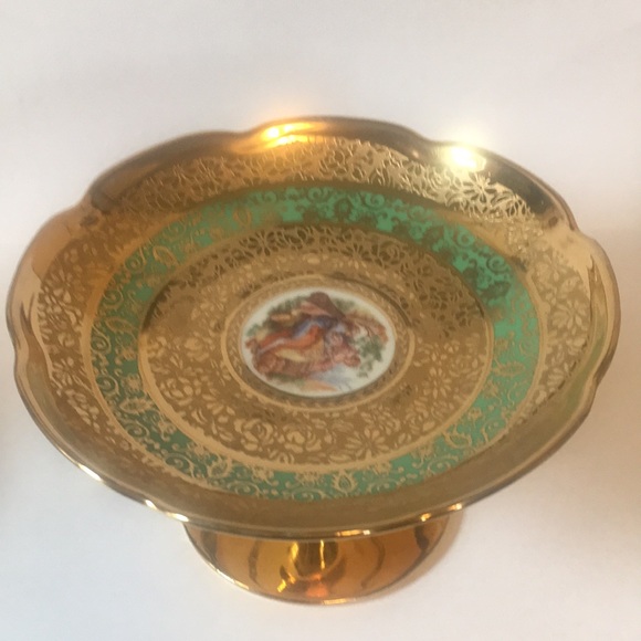 Victoria Czechuslavakia 24 karat gold candy dish